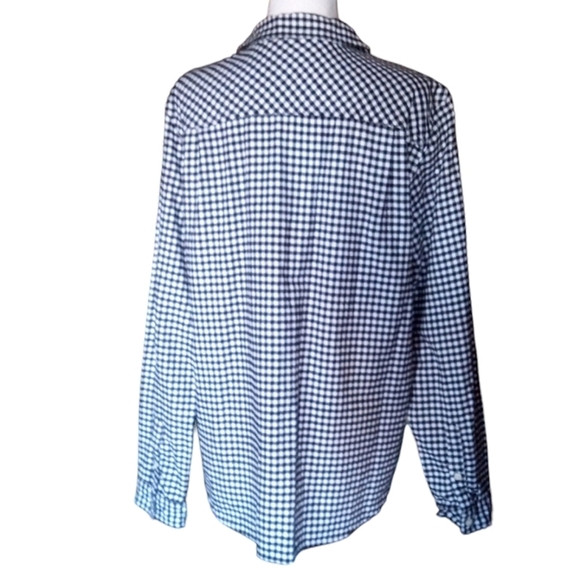 J. Crew Black & White Gingham 1/2 Zip 100% Cotton Shacket Pockets Size Large - Picture 8 of 10